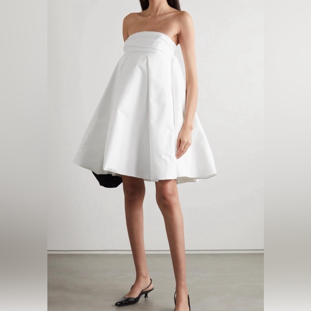 KHAITE Katerina convertible off-the-shoulder pleated Dress White Size US12